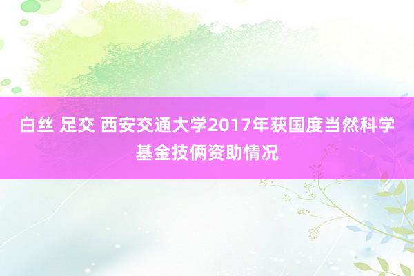 白丝 足交 西安交通大学2017年获国度当然科学基金技俩资助情况