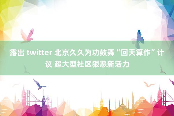 露出 twitter 北京久久为功鼓舞“回天算作”计议 超大型社区狠恶新活力