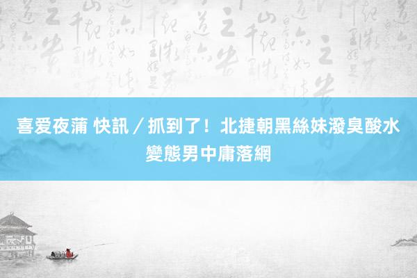 喜爱夜蒲 快訊／抓到了！北捷朝黑絲妹潑臭酸水　變態男中庸落網