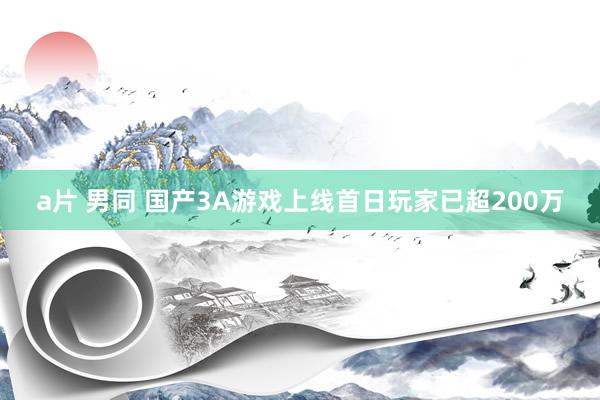 a片 男同 国产3A游戏上线首日玩家已超200万